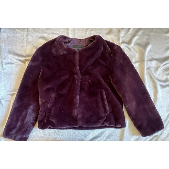 Anthropologie Sanctuary Starry Night Faux Fur Jacket Dark Purple Sz Small Luxury - Picture 11 of 16